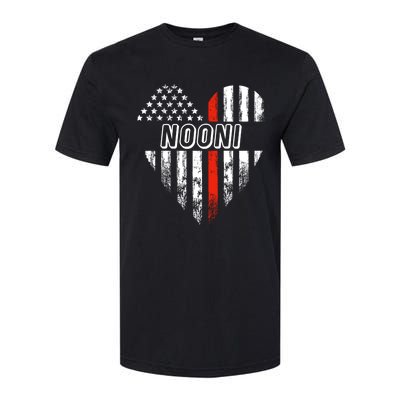 Proud Firefighter Nooni American Flag Heart Gift Softstyle CVC T-Shirt