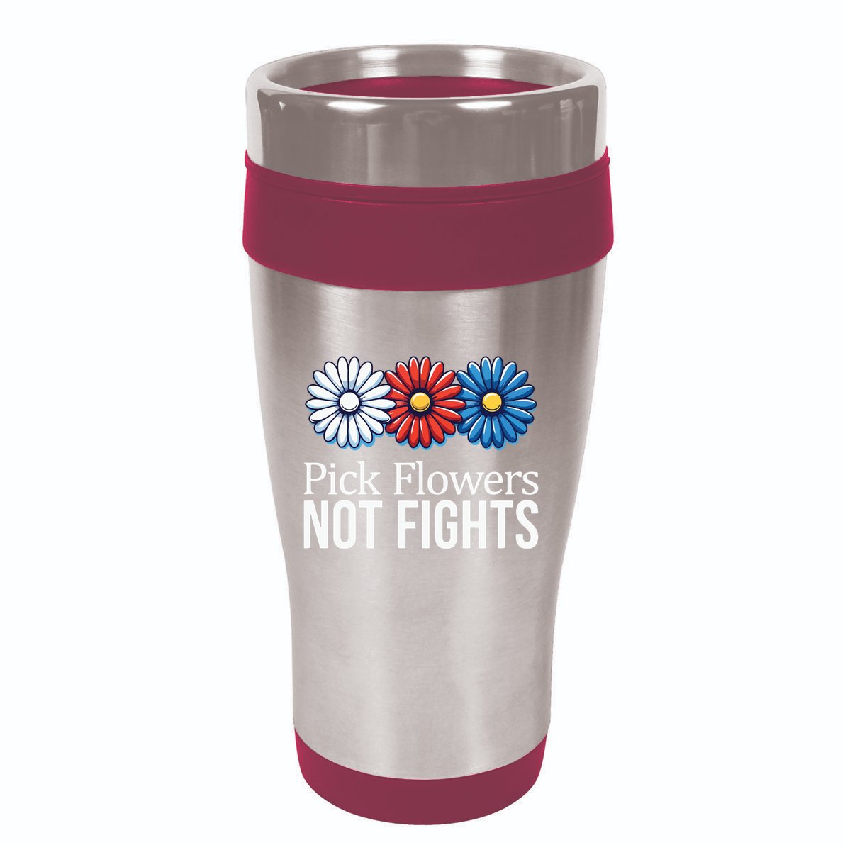 Pick Flowers Not Fights 16oz Travel Tumbler