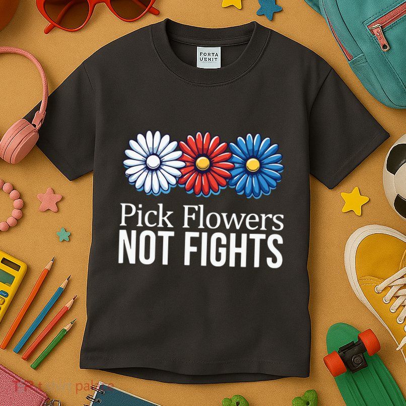 Pick Flowers Not Fights Kids T-Shirt