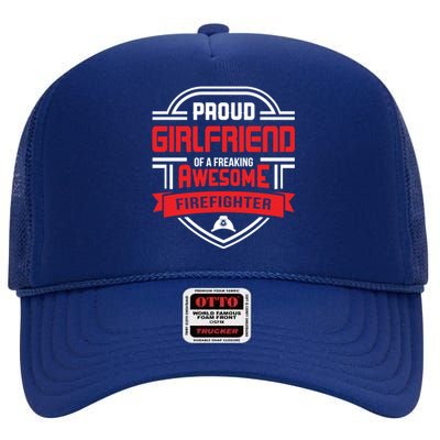 Proud Friend Of A Freaking Awesome Firefighter Gift High Crown Mesh Back Trucker Hat