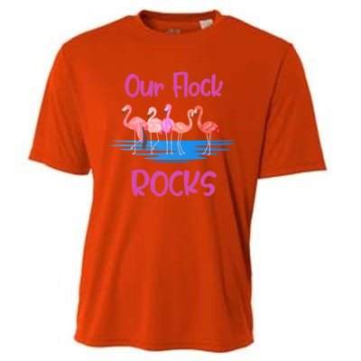 Pink Flamingo Our Flock Rocks Family Group Vacation Gift Cooling Performance Crew T-Shirt