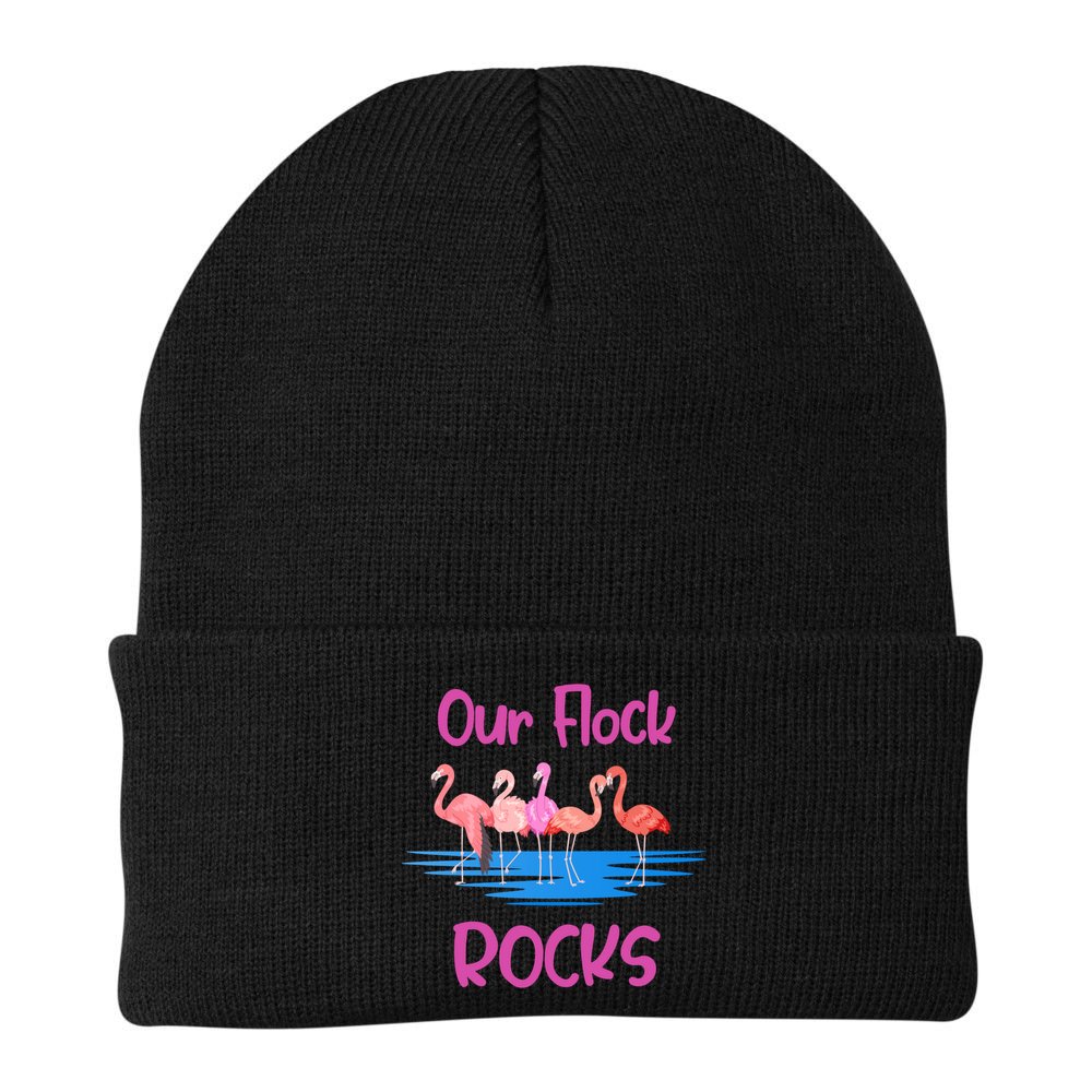Pink Flamingo Our Flock Rocks Family Group Vacation Gift Beanie