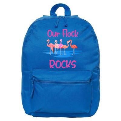 Pink Flamingo Our Flock Rocks Family Group Vacation Gift 16 in Basic Backpack