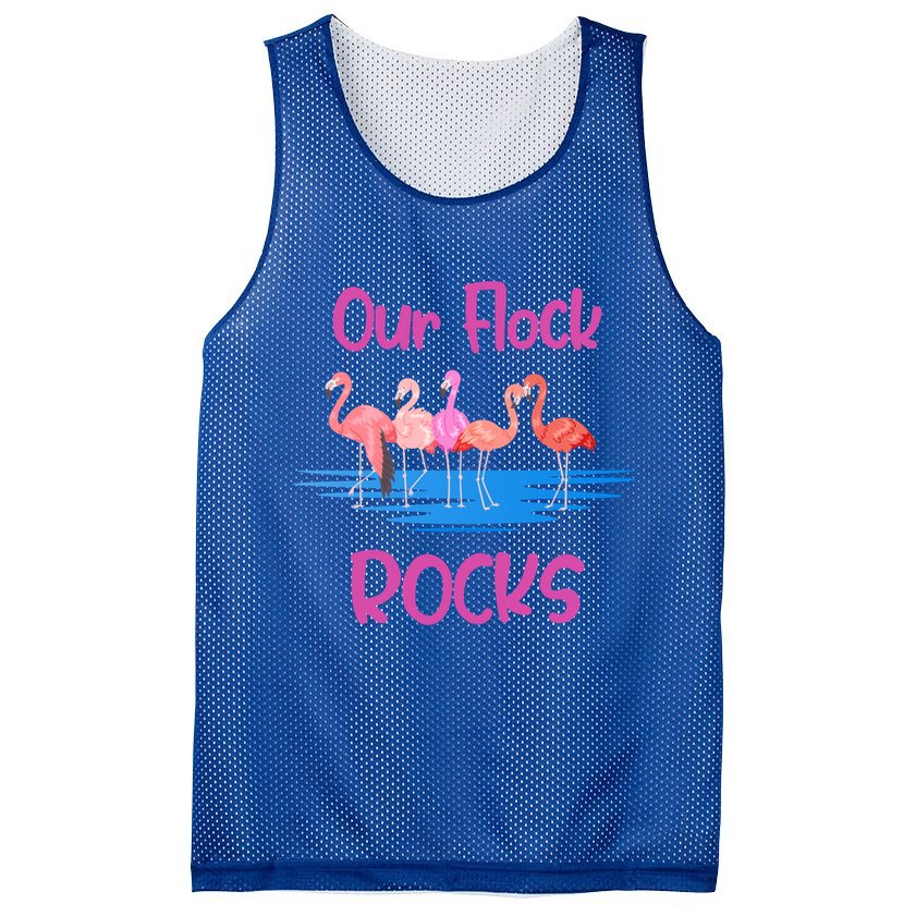 Pink Flamingo Our Flock Rocks Family Group Vacation Gift Mesh Reversible Basketball Jersey Tank