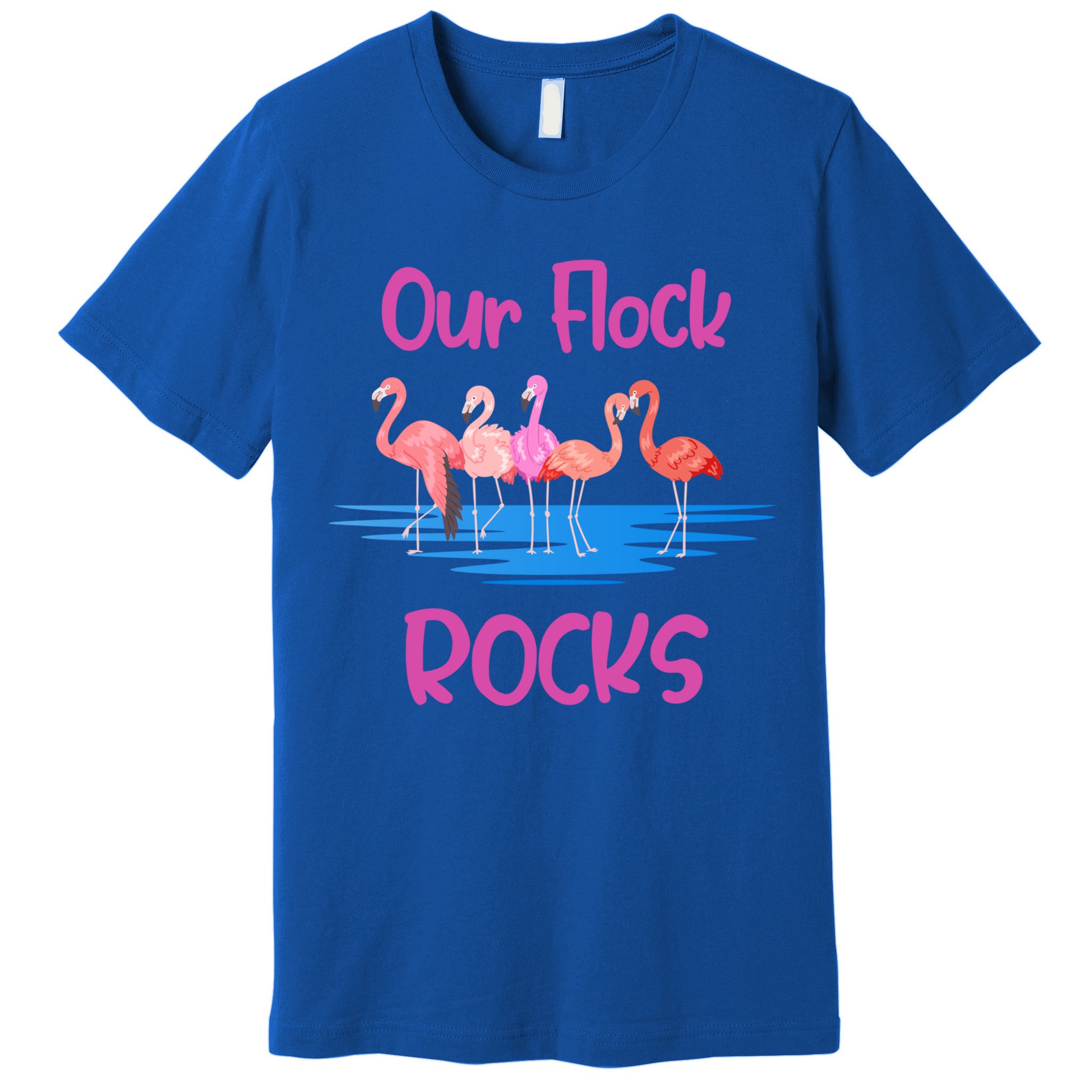 Pink Flamingo Our Flock Rocks Family Group Vacation Gift Premium T-Shirt