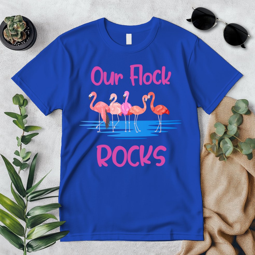 Pink Flamingo Our Flock Rocks Family Group Vacation Gift Premium T-Shirt