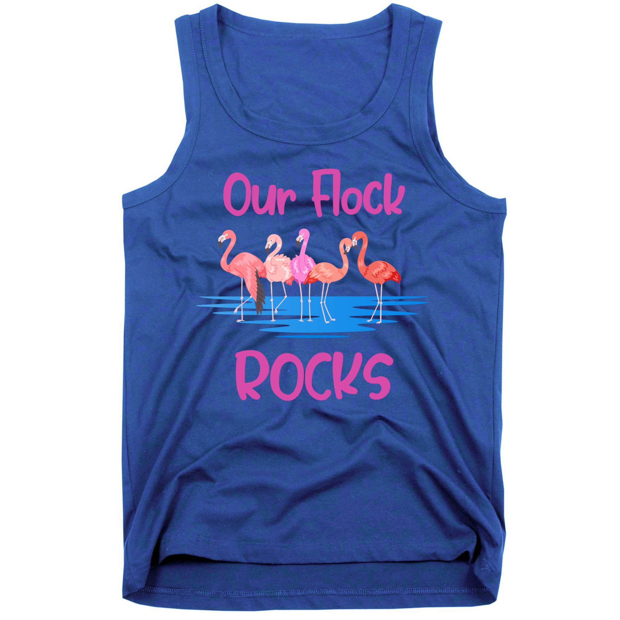 Pink Flamingo Our Flock Rocks Family Group Vacation Gift Tank Top