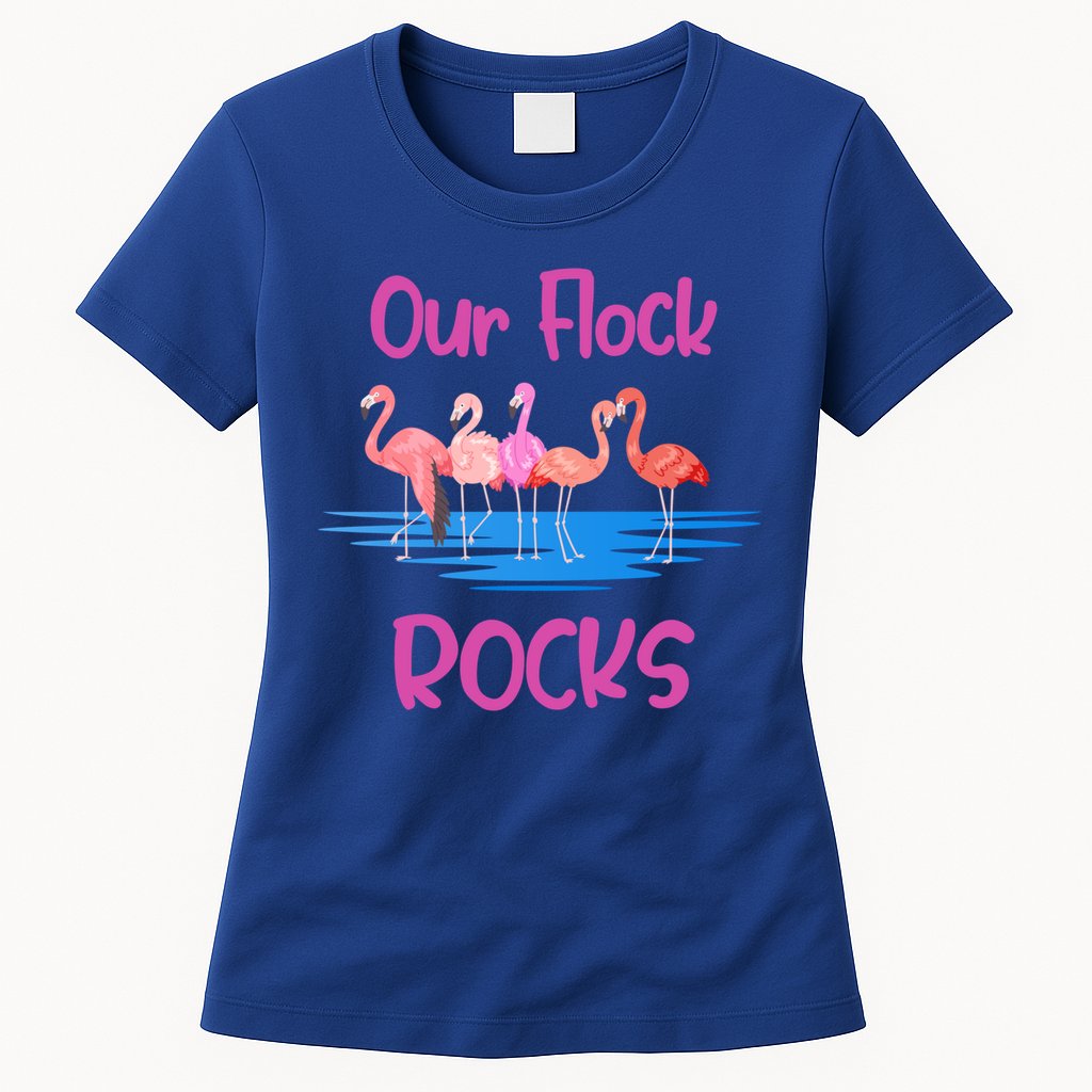 Pink Flamingo Our Flock Rocks Family Group Vacation Gift Womens T-Shirt
