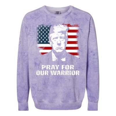 Pray For Our Warrior Pray For Trump Trending Colorblast Crewneck Sweatshirt