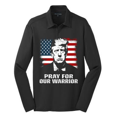 Pray For Our Warrior Pray For Trump Trending Silk Touch Performance Long Sleeve Polo