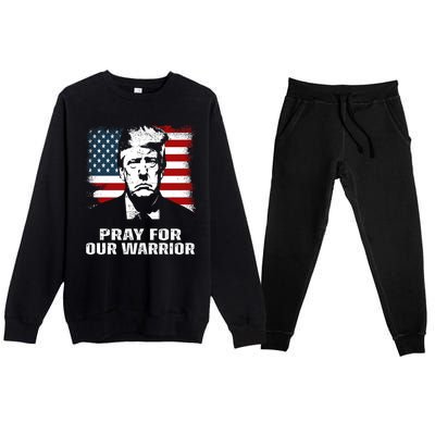 Pray For Our Warrior Pray For Trump Trending Premium Crewneck Sweatsuit Set