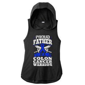 Proud Father Of A Colon Cancer Warrior Awareness Ribbon Ladies PosiCharge Tri-Blend Wicking Draft Hoodie Tank