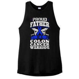 Proud Father Of A Colon Cancer Warrior Awareness Ribbon Ladies PosiCharge Tri-Blend Wicking Tank