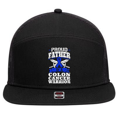 Proud Father Of A Colon Cancer Warrior Awareness Ribbon 7 Panel Mesh Trucker Snapback Hat