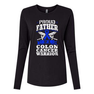 Proud Father Of A Colon Cancer Warrior Awareness Ribbon Womens Cotton Relaxed Long Sleeve T-Shirt