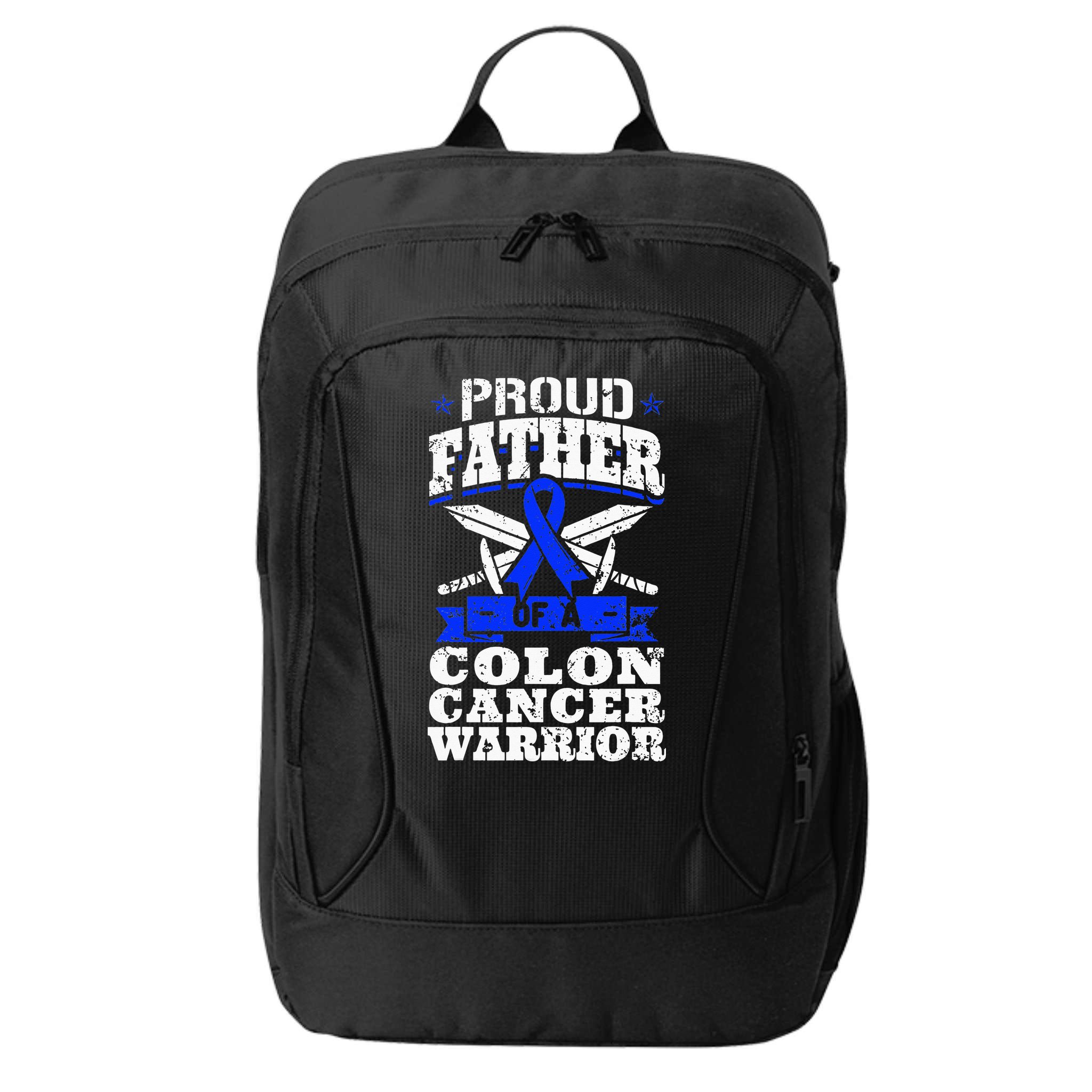 Proud Father Of A Colon Cancer Warrior Awareness Ribbon City Backpack