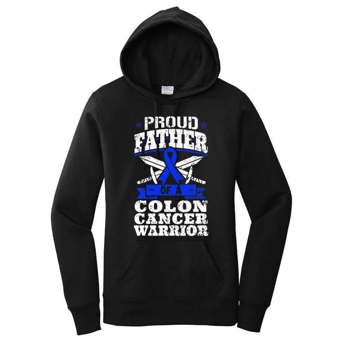 Proud Father Of A Colon Cancer Warrior Awareness Ribbon Women's Pullover Hoodie