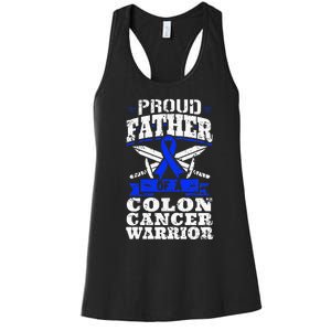 Proud Father Of A Colon Cancer Warrior Awareness Ribbon Women's Racerback Tank