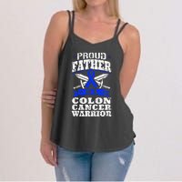 Proud Father Of A Colon Cancer Warrior Awareness Ribbon Women's Strappy Tank