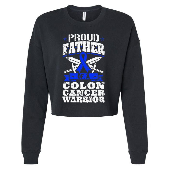 Proud Father Of A Colon Cancer Warrior Awareness Ribbon Cropped Pullover Crew