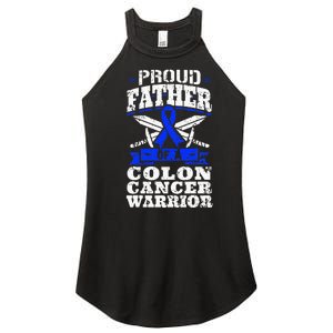 Proud Father Of A Colon Cancer Warrior Awareness Ribbon Women's Perfect Tri Rocker Tank