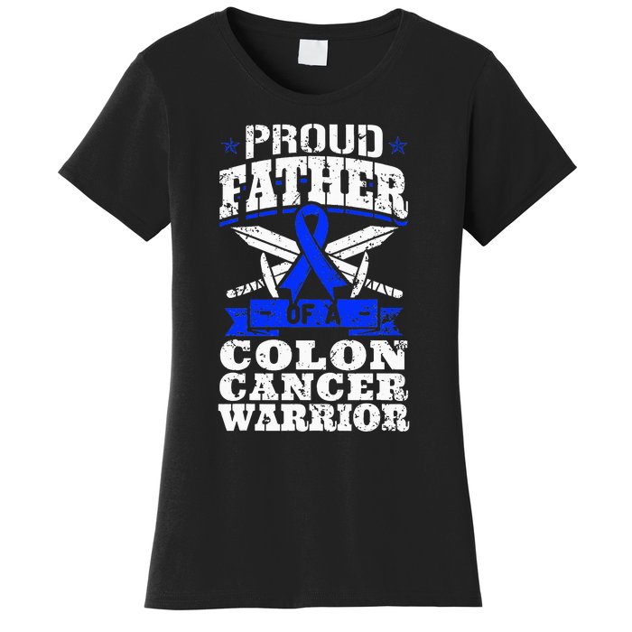 Proud Father Of A Colon Cancer Warrior Awareness Ribbon Women's T-Shirt