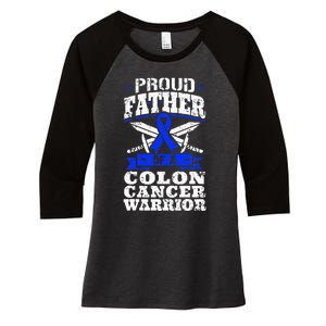 Proud Father Of A Colon Cancer Warrior Awareness Ribbon Women's Tri-Blend 3/4-Sleeve Raglan Shirt