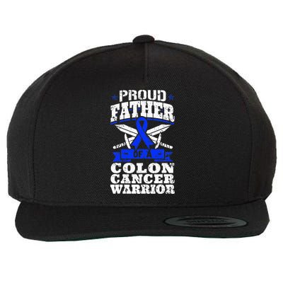 Proud Father Of A Colon Cancer Warrior Awareness Ribbon Wool Snapback Cap