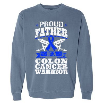 Proud Father Of A Colon Cancer Warrior Awareness Ribbon Garment-Dyed Sweatshirt