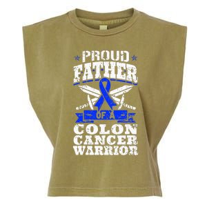 Proud Father Of A Colon Cancer Warrior Awareness Ribbon Garment-Dyed Women's Muscle Tee