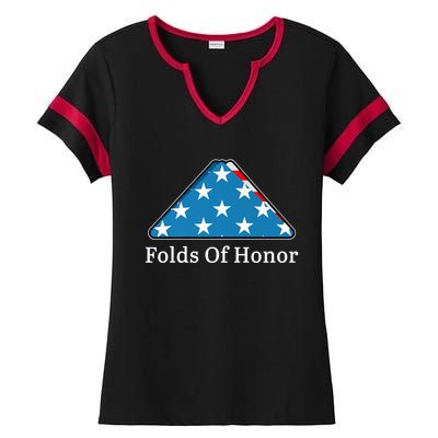 Patriotic Folds Of Honor Fallen Military First Responders Ladies Halftime Notch Neck Tee