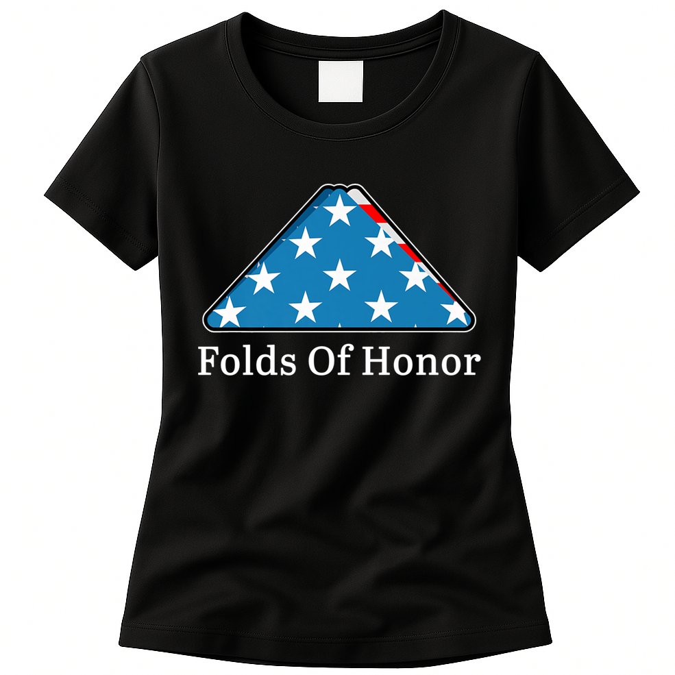 Patriotic Folds Of Honor Fallen Military First Responders Womens T-Shirt