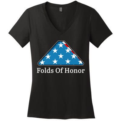 Patriotic Folds Of Honor Fallen Military First Responders Women's V-Neck T-Shirt