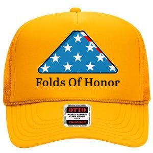 Patriotic Folds Of Honor Fallen Military First Responders High Crown Mesh Back Trucker Hat