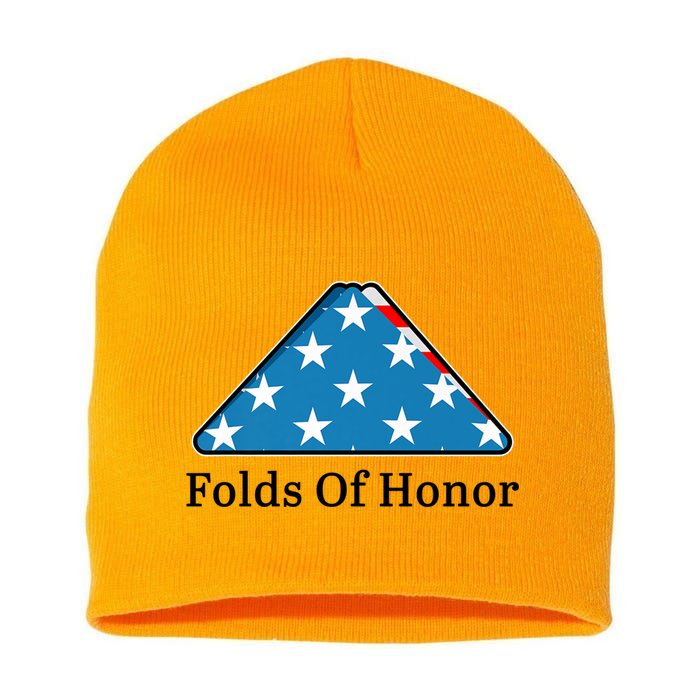 Patriotic Folds Of Honor Fallen Military First Responders Short Acrylic Beanie