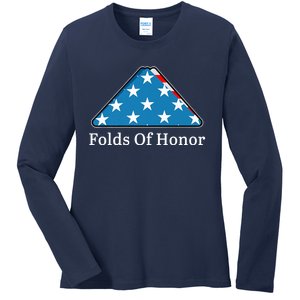 Patriotic Folds Of Honor Fallen Military First Responders Ladies Long Sleeve Shirt