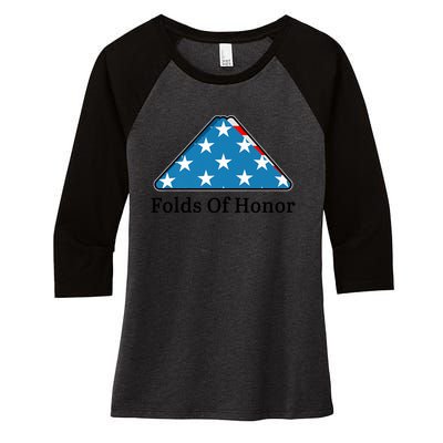 Patriotic Folds Of Honor Fallen Military First Responders Women's Tri-Blend 3/4-Sleeve Raglan Shirt