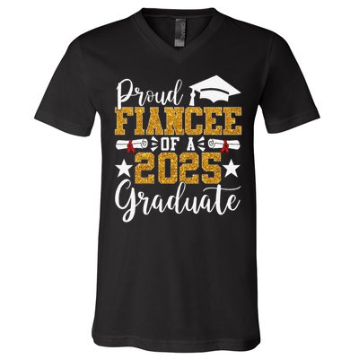 Proud Fiancee Of A 2025 Graduate Fiancee Graduation 2025 V-Neck T-Shirt