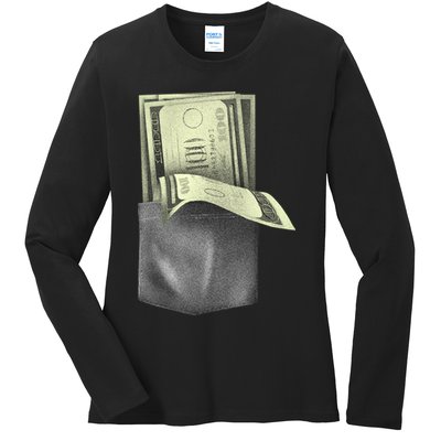 Pocket Full Of Cash Ladies Long Sleeve Shirt