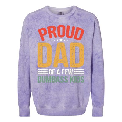 Proud Father Of A Few Dumbass Father Day Colorblast Crewneck Sweatshirt