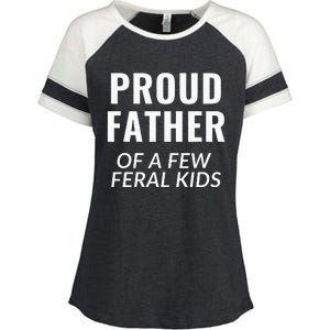 Proud Father Of A Few Feral Kids Enza Ladies Jersey Colorblock Tee