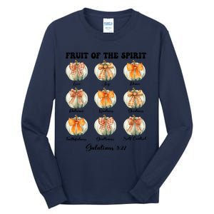 Pumpkin Fruit Of The Spirit Fall Halloween Bible Verse Tall Long Sleeve T-Shirt