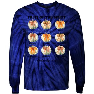 Pumpkin Fruit Of The Spirit Fall Halloween Bible Verse Tie-Dye Long Sleeve Shirt