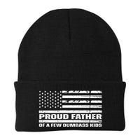 Proud Father Of A Few Dumbass Kids Usa Flag Funny Fathers Day Beanie