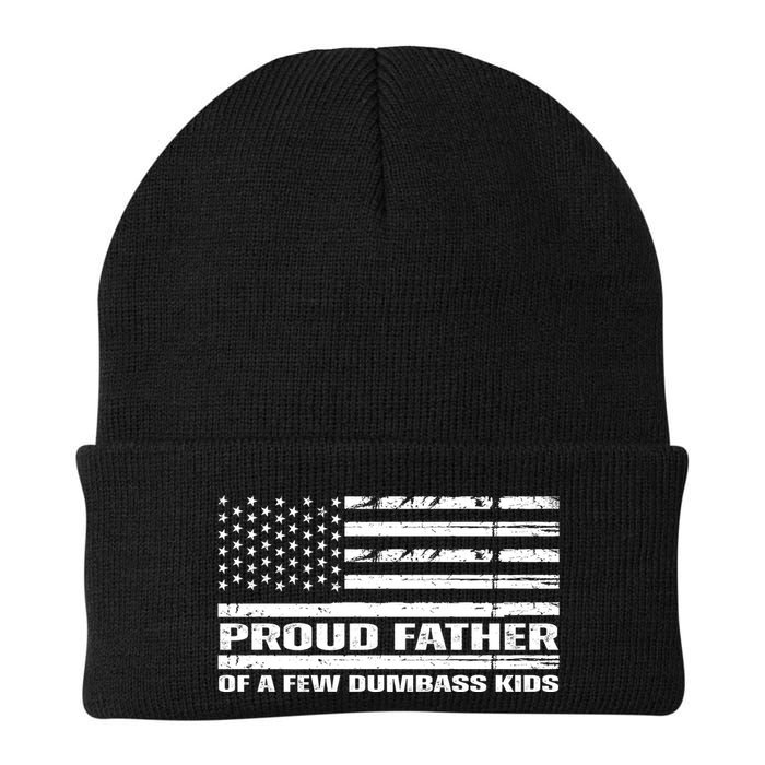 Proud Father Of A Few Dumbass Kids Usa Flag Funny Fathers Day Beanie