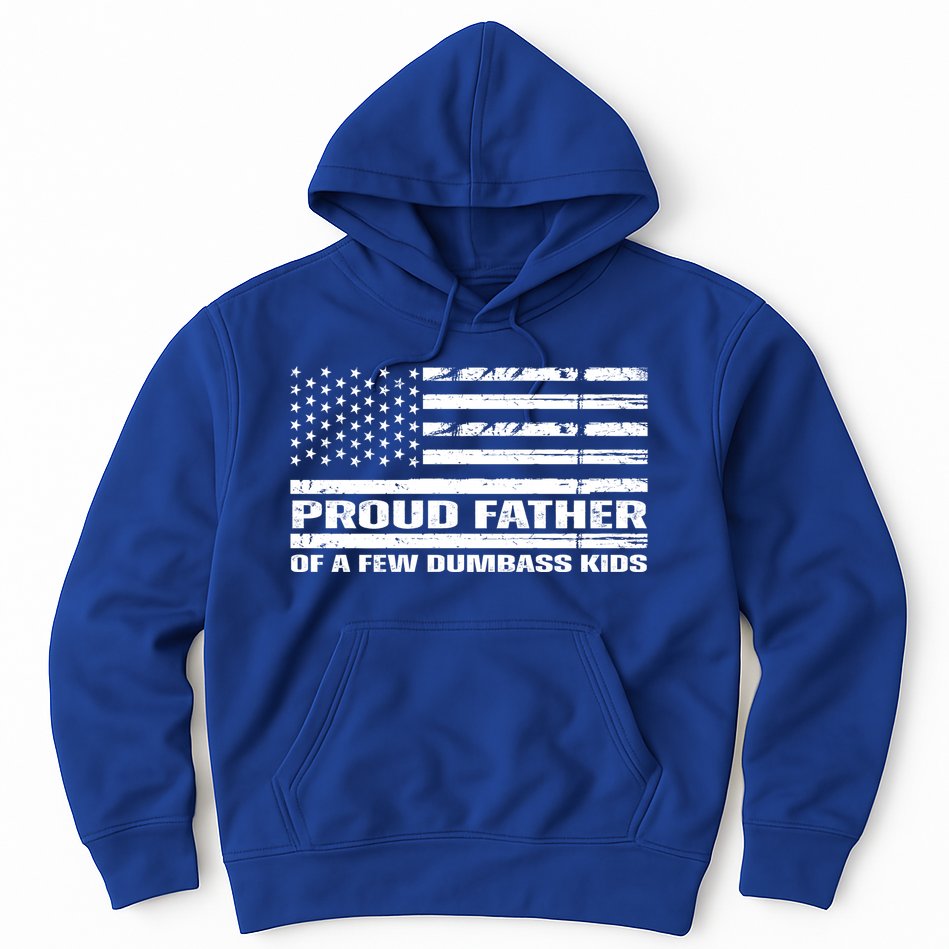 Proud Father Of A Few Dumbass Kids Usa Flag Funny Fathers Day Hoodie