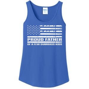 Proud Father Of A Few Dumbass Kids Usa Flag Funny Fathers Day Ladies Essential Tank