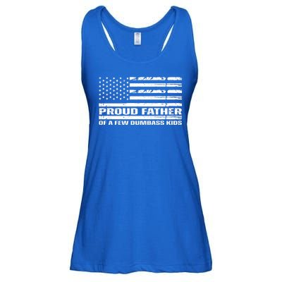 Proud Father Of A Few Dumbass Kids Usa Flag Funny Fathers Day Ladies Essential Flowy Tank