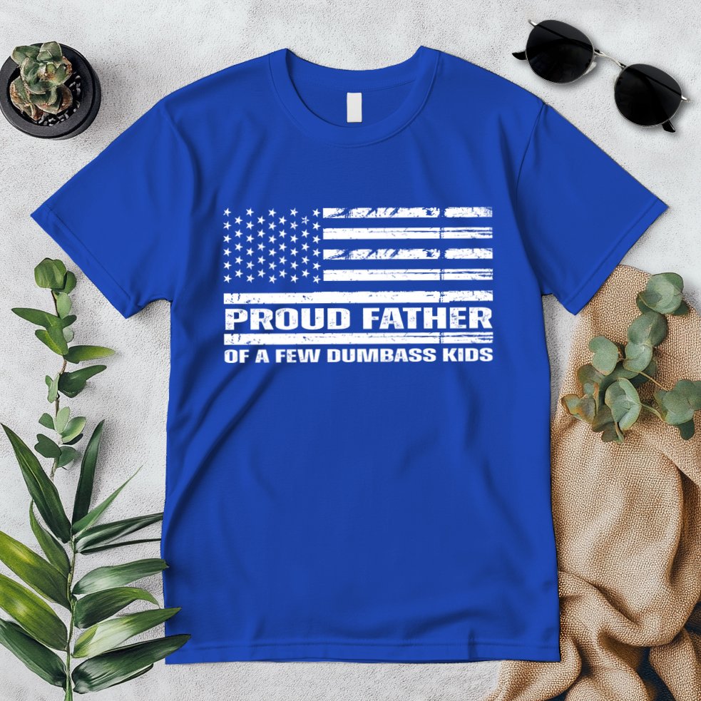 Proud Father Of A Few Dumbass Kids Usa Flag Funny Fathers Day Premium T-Shirt