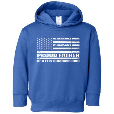 Proud Father Of A Few Dumbass Kids Usa Flag Funny Fathers Day Toddler Hoodie